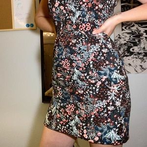 Floral Patterned Black Dress
